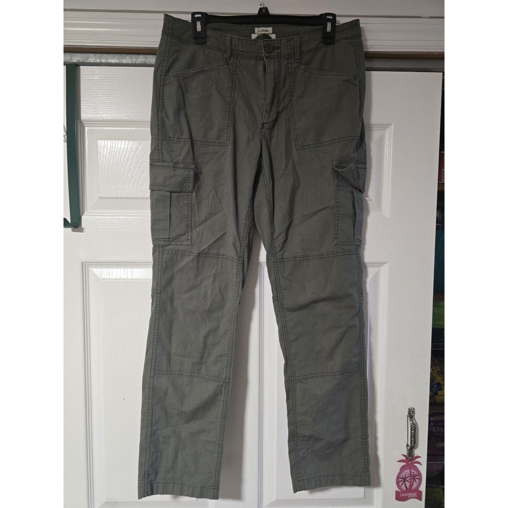 L.L. Bean Favorite Fit Olive Canvas Cargo Pants 10 Reg‎ Straight Leg